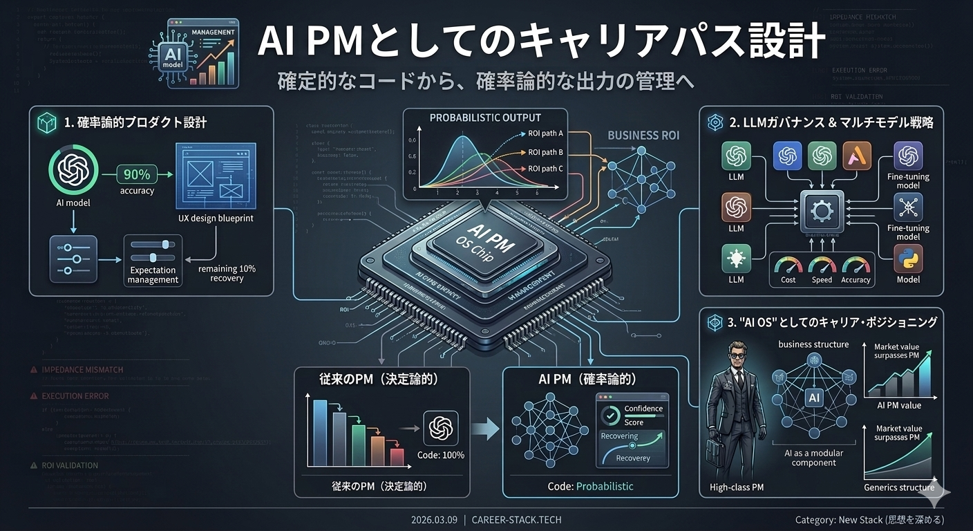 AI PMのキャリアパス設計と3つの実装レイヤー構造図