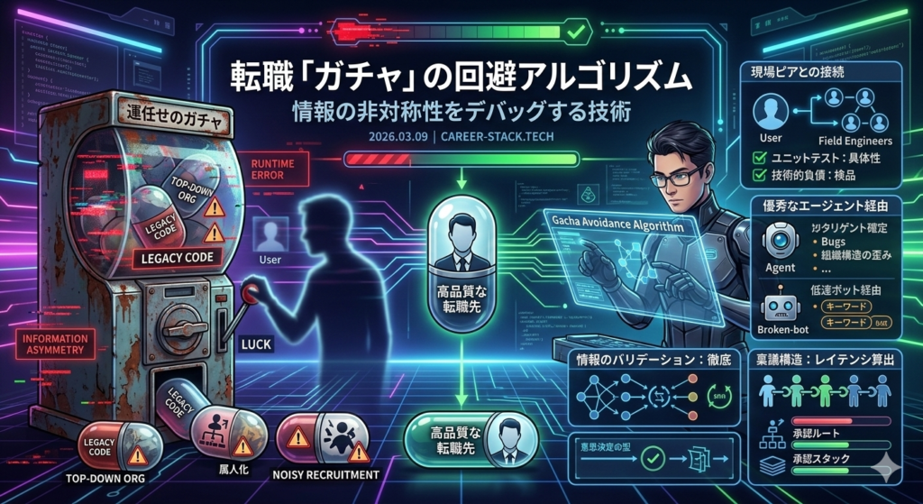 転職ガチャを回避する情報の非対称性デバッグのアルゴリズム図