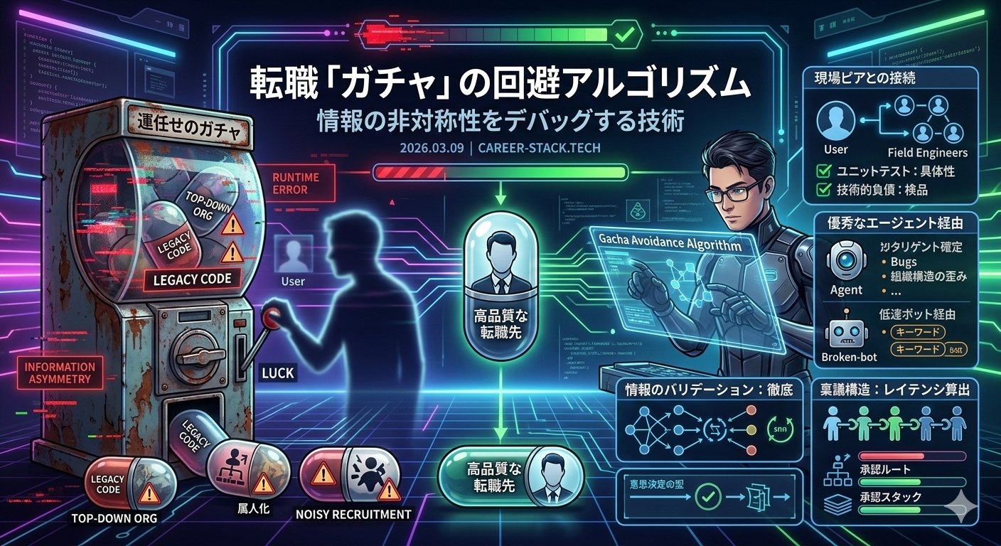 転職ガチャを回避する情報の非対称性デバッグのアルゴリズム図